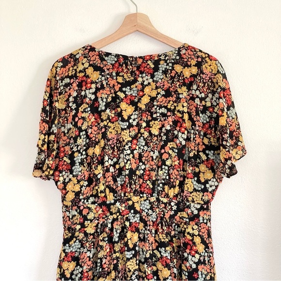 Madewell Dolman Sleeve Ruffle Hem Midi Dress Flower Garden Multicolor 10 Large - Picture 9 of 15